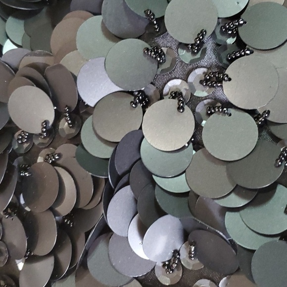 Black sequined and beaded  bag 12 X 15 black satin lining  Double zipper - Picture 2 of 7